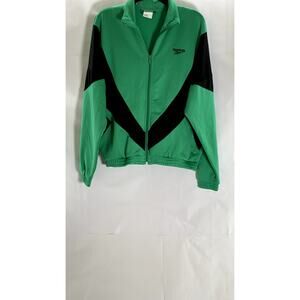 REEBOK CLASSIC Unisex Green/Black Vector Stand Collar  Zip-Up Jacket SZ L